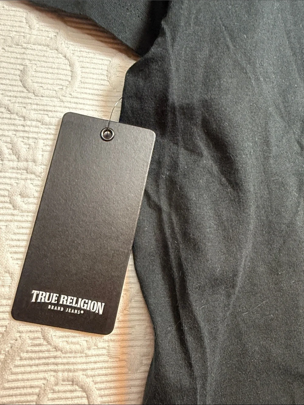 True Religion Black Short Sleeve Logo Crew Tee. NWT. Large